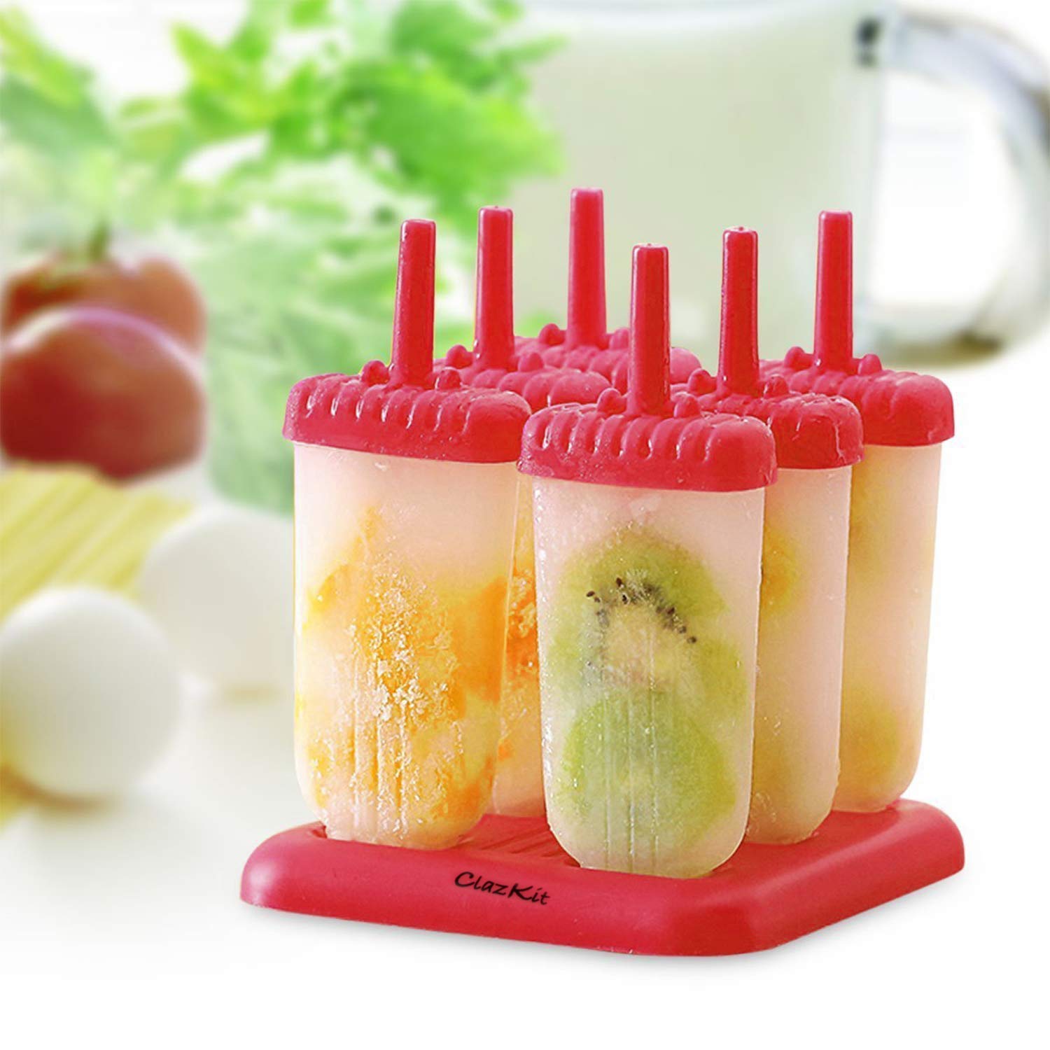 6 Pcs 100% Food Grade Homemade Reusable Ice Popsicle Makers Frozen Ice Cream Moulds Tray Kulfi Candy Ice Lolly Mould for Children & Adults, Plastic.
