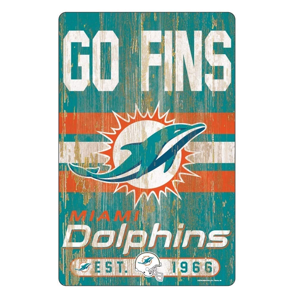 NFL Miami Dolphins 11x17 Wood Sign, Team Color, One Size