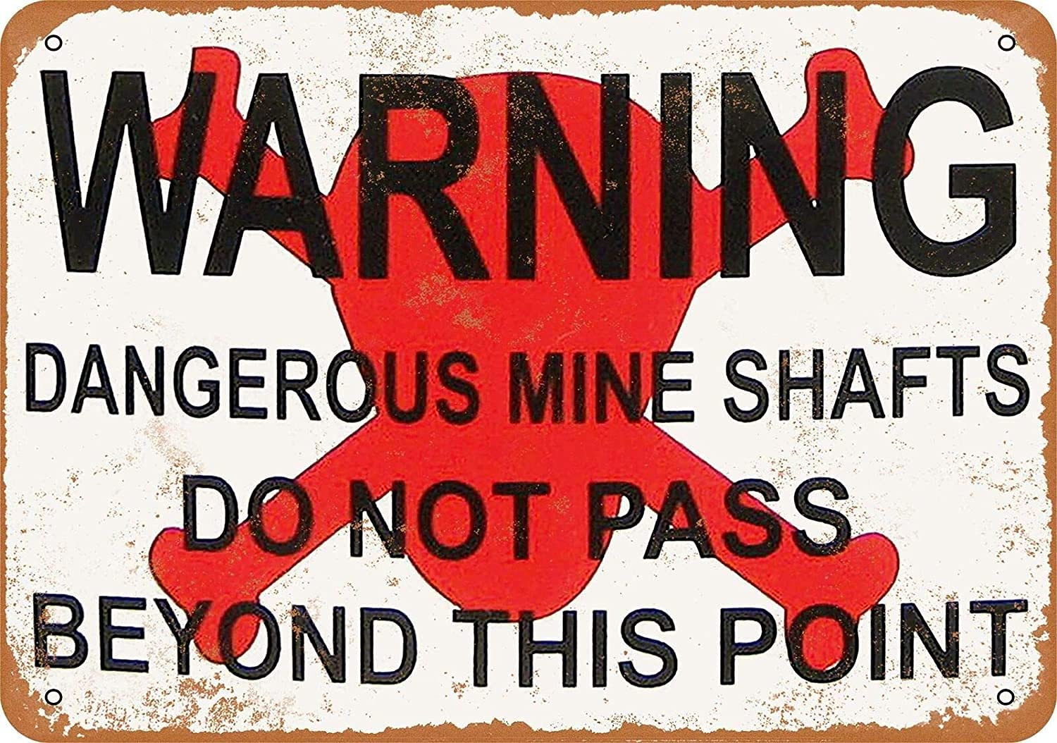Rifosa A16 6"X8" Vintage Metal Sign - Warning Dangerous Mine Shafts Home Decor