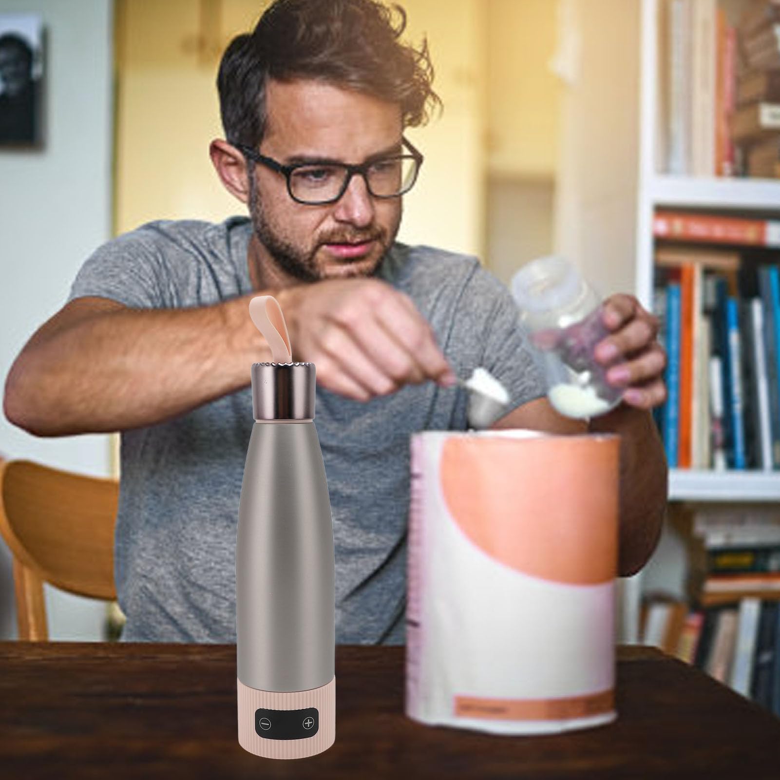 Sxhlseller Calentador de Leche Portátil, Calentador de Biberones Rápido Inalámbrico para Leche Materna, Fórmula, Agua, Calentamiento Rápido de 55 ℃ y Recargable por USB 15000 Mah, Hervidor