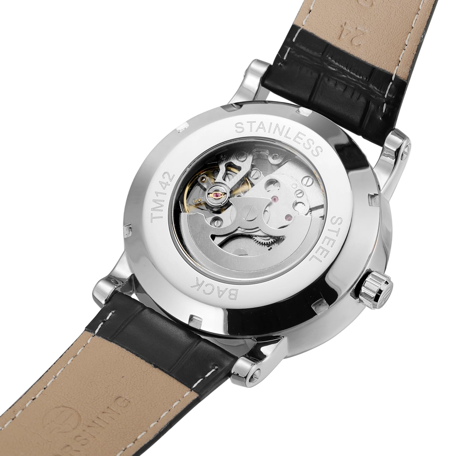FORSINING Orologio da polso da uomo, meccanico, alla moda, con grande quadrante in pelle