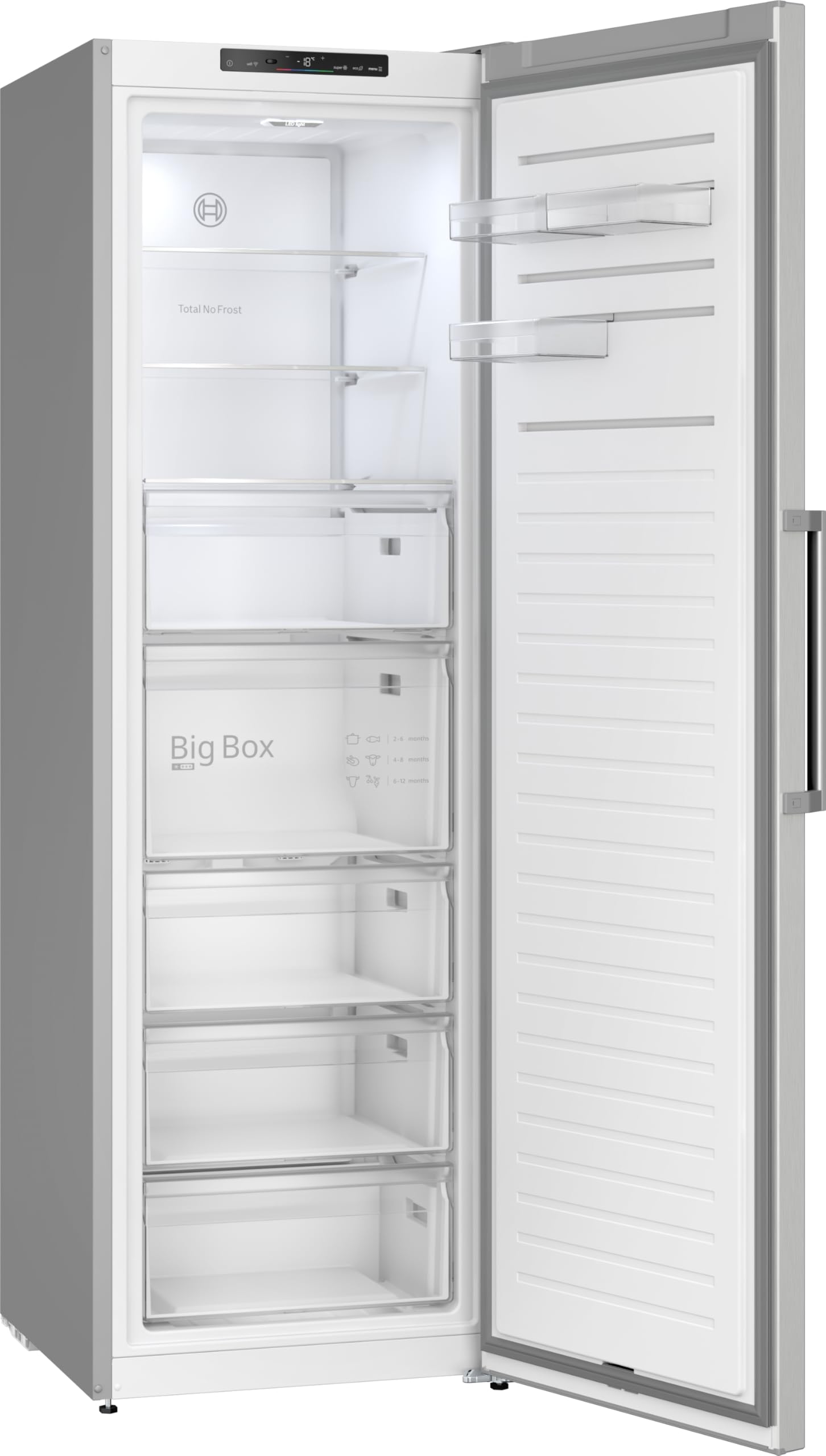 Bosch Serie 4 Congelador independiente 186 x 60 cm 334 L GSN36VLDG | NoFrost no volver a descongelar, volumen XXL, configuración de lado a lado, congelación rápida SuperFreezing, iluminación LED