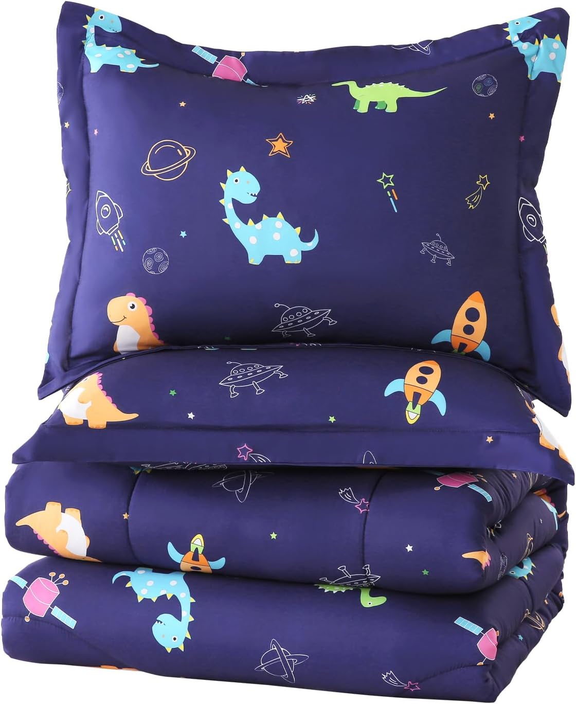 MICORAL Dinosaur Navy Twin Comforter Set for Boys/Girls, 2 Piece Soft Brushed Microfiber Kids Bedding Set, All Season Comforter Set Washable