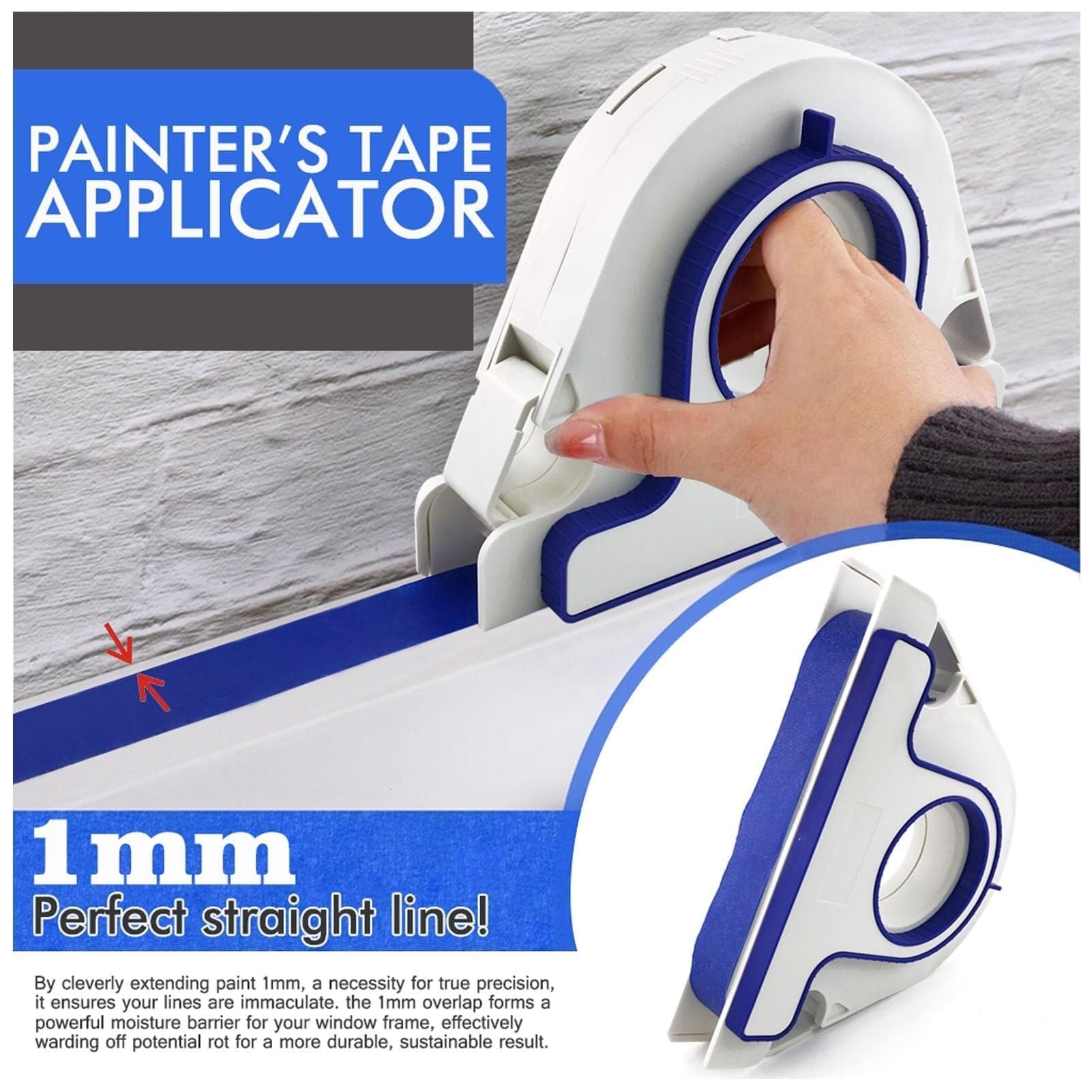 Painters Tape Applicator, Masking Master Tape Dispenser with Scraper, Masking Paint Tape Applicator Set for Painting Trim, Wall and Floor Painting — view 2