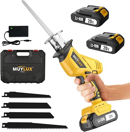 Sierra recíproca inalámbrica, sierra eléctrica con batería y cargador, sierras eléctricas de batería de 20 V, velocidad variable de 0-3000 SPM,