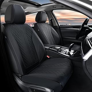 FLORICH Leather Automotive Seat Covers, Waterproof Seat Covers, Black Front Car Seat Cover, Full Coverage Car Seat Covers 2 Pack Car Seat Cushion Protector Universal Fit for Most Cars SUV Trucks