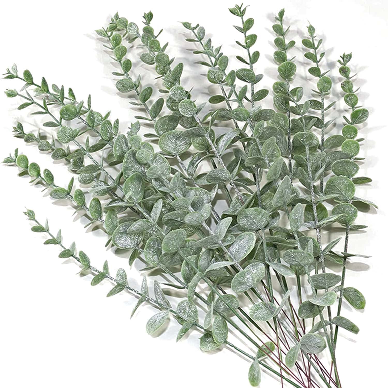 Toosunny 20 pcs Artificial Eucalyptus Stems Greenery Stems Decor Faux Branches for Floral Arrangement Wedding Home Office Centerpieces Vase Decor