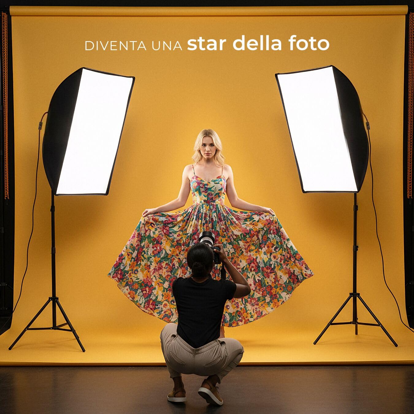 tectake® Luci da Studio Fotografico, Set Fotografico Portatile, Luce per Foto, 1 Stativo per Luci, 1 Lampada, 1 Softbox, Supporto in Alluminio, 1 Borsa per Trasporto – Nero