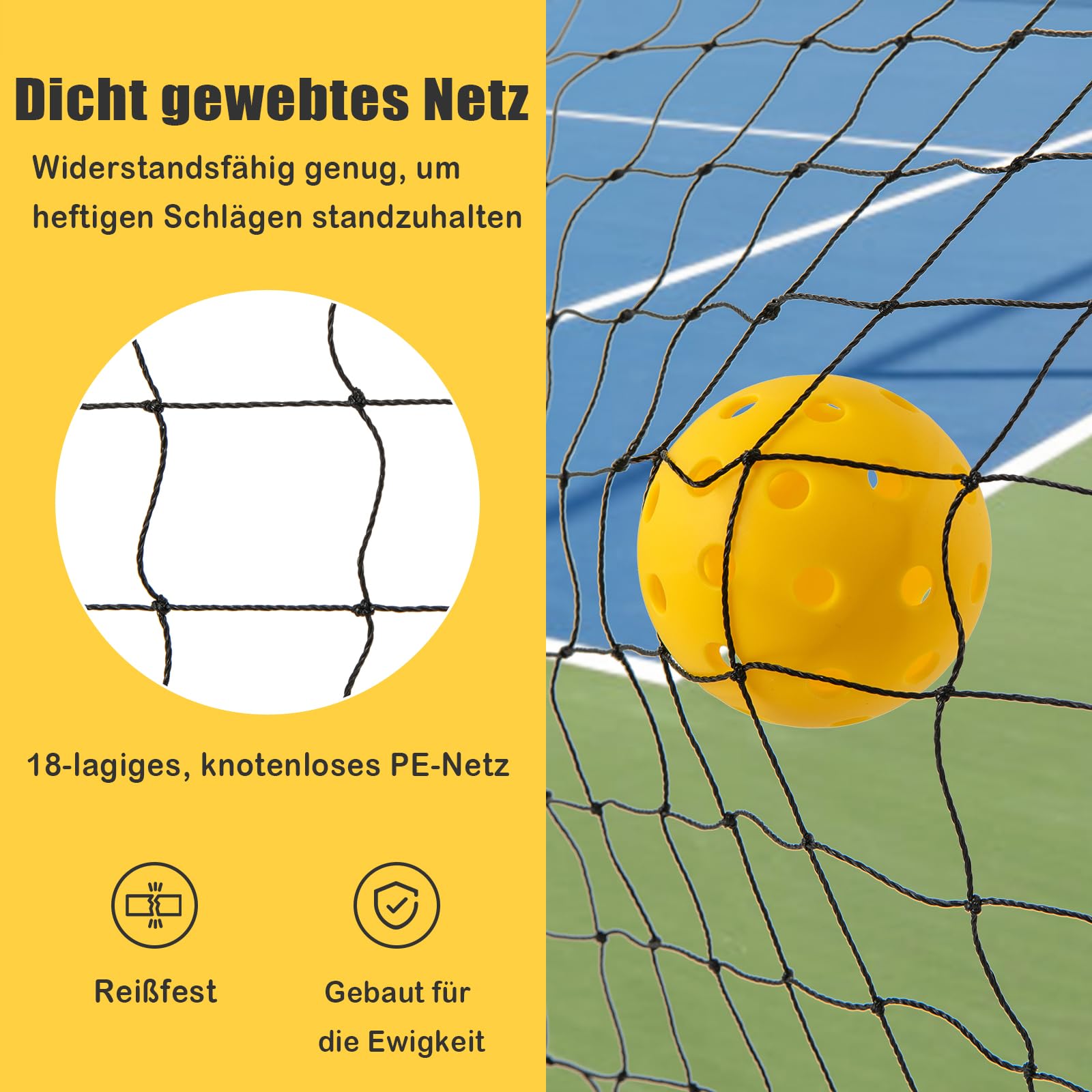 GYMAX Pickleball-Netz 674,5 cm, Pickleball-System mit Tragetasche, leichtes Pickleball-Netz-System mit PE-Netz & Metallgestell, Sportnetz für Outdoor- & Indoor-Spiele auf der Auffahrt