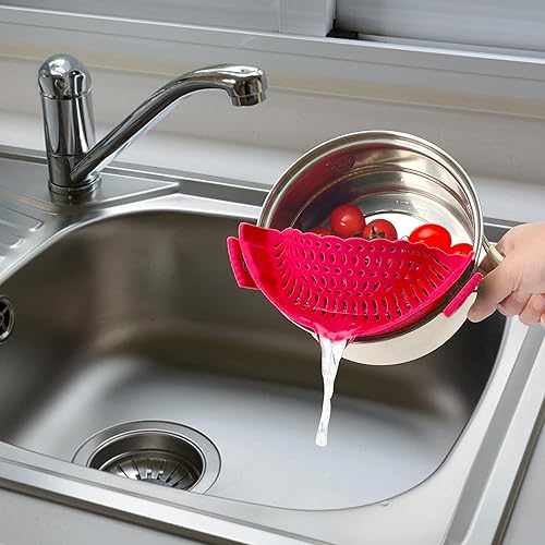 Miniatura 6 de Colador de clip adecuado para todo tipo de utensilios de cocina y tamaños (rojo)