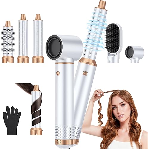 5 in 1 Blow Dryer Brush, Upgrade Hair Dryer Brush Air Curler Air Curling Wrap Styler, Detachable Hot Air Brush Negative Ion Curling Brush Iron, Hair Styling Tools for Drying Curling Straightening