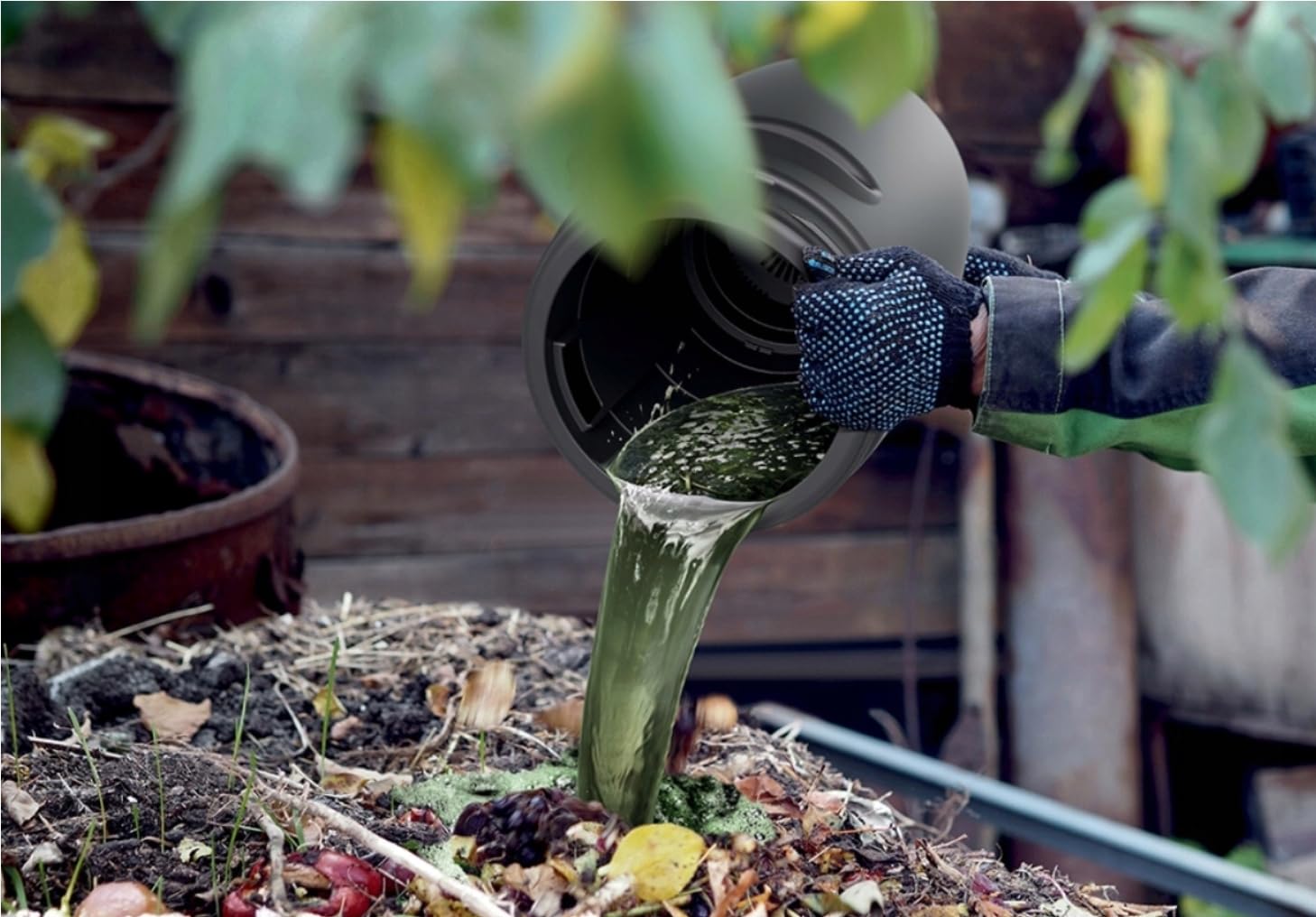 Compostiera a barile - Barile a bocca larga per fertilizzante liquido - Barile con coperchio per fermentazione naturale di liquame - 55L in plastica con ventilazione