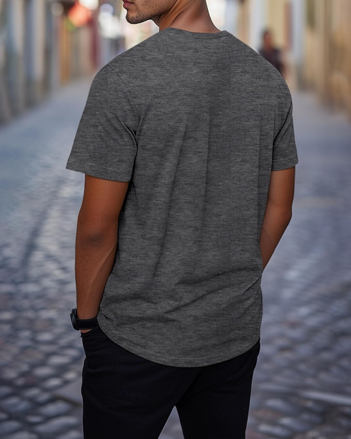 Ficerd 3 Pack Men's V Neck 95% Cotton T-Shirts M-7xl Big Tall Regular Soft Short Sleeve Basic 2025 Summer Clothes(Black, Dark Gray, Light Gray,XXL) - Image 2