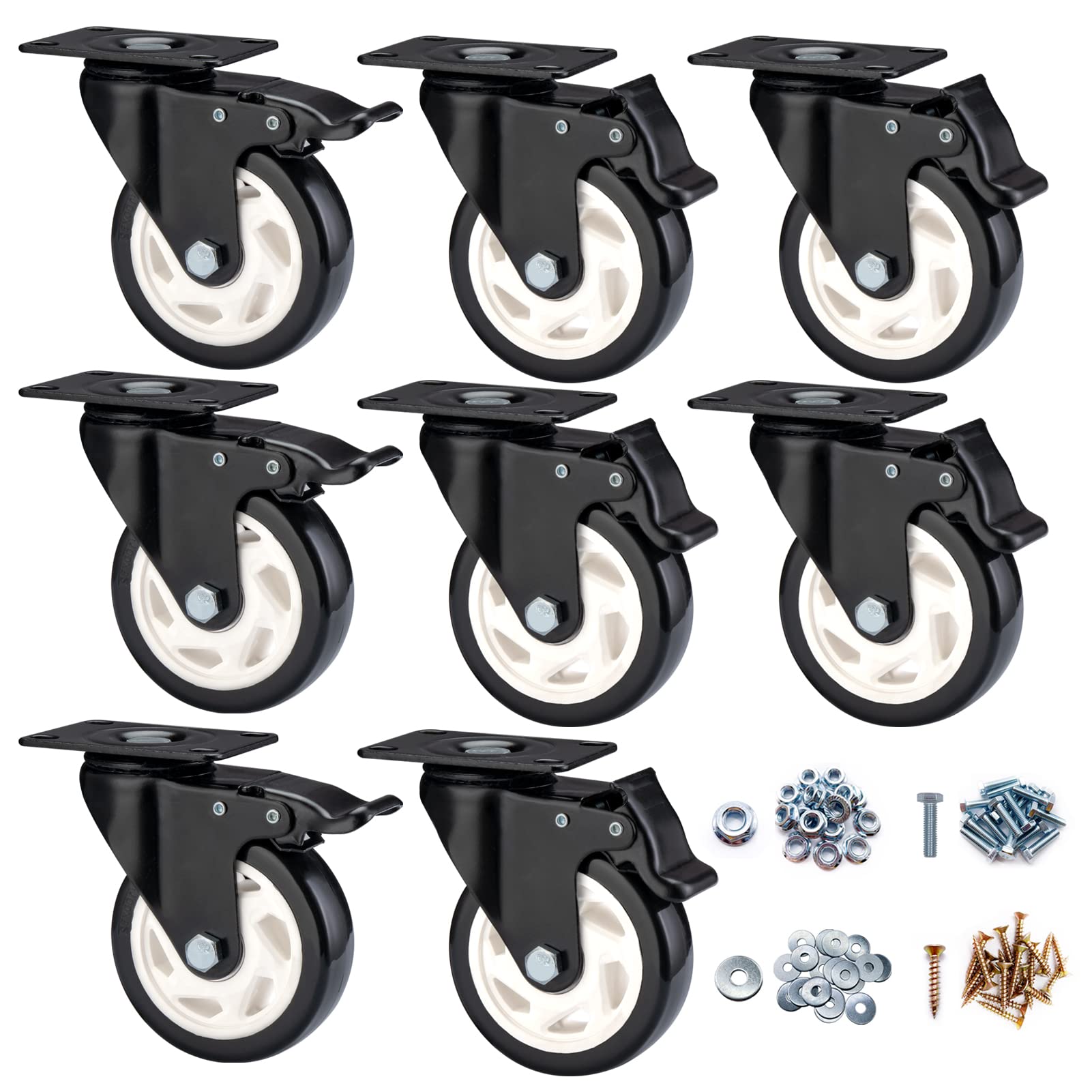 Heavy Duty Caster Wheels with Brake - Set of 4 -9