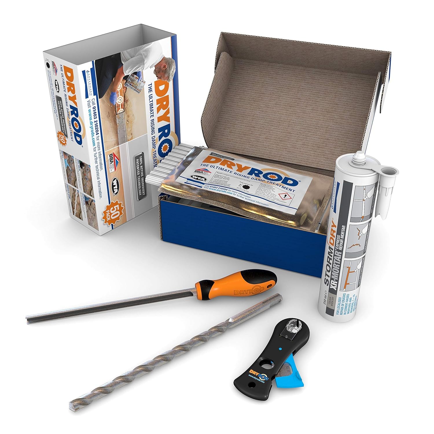 Dryrod Kit Anti Remontées Capillaires 6 m – Tiges Hydrofuges + Barrière d’Étanchéité Murale – Protection 20 Ans Anti-Humidité