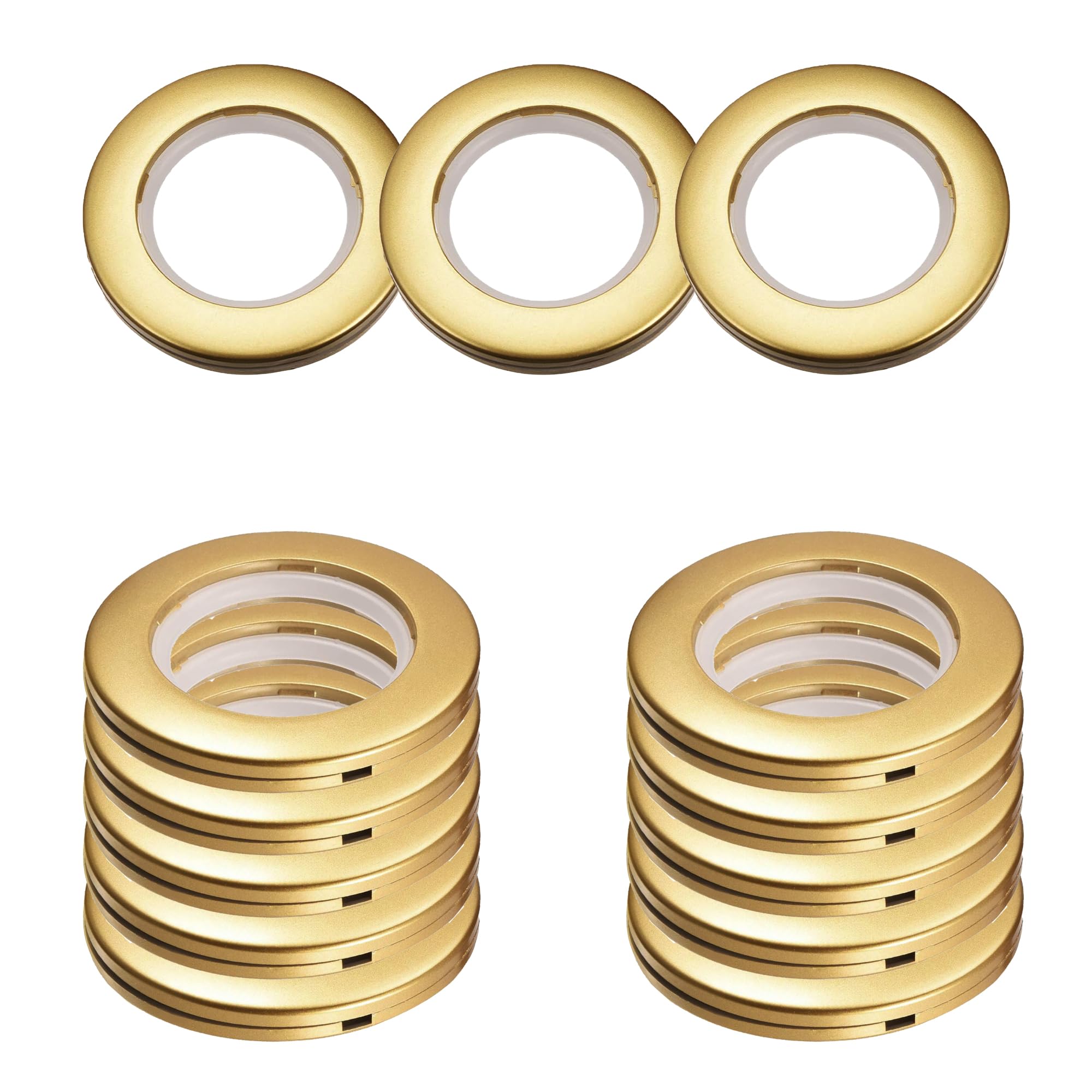 WedDecor 42mm Snap-On Curtain Grommets, Washable Low Noise Eyelet Rings, Smooth Glide Plastic Curtain Rings for Shower Room Divider Drapes, Drapery Hardware, Matte Gold Set 10 Pieces