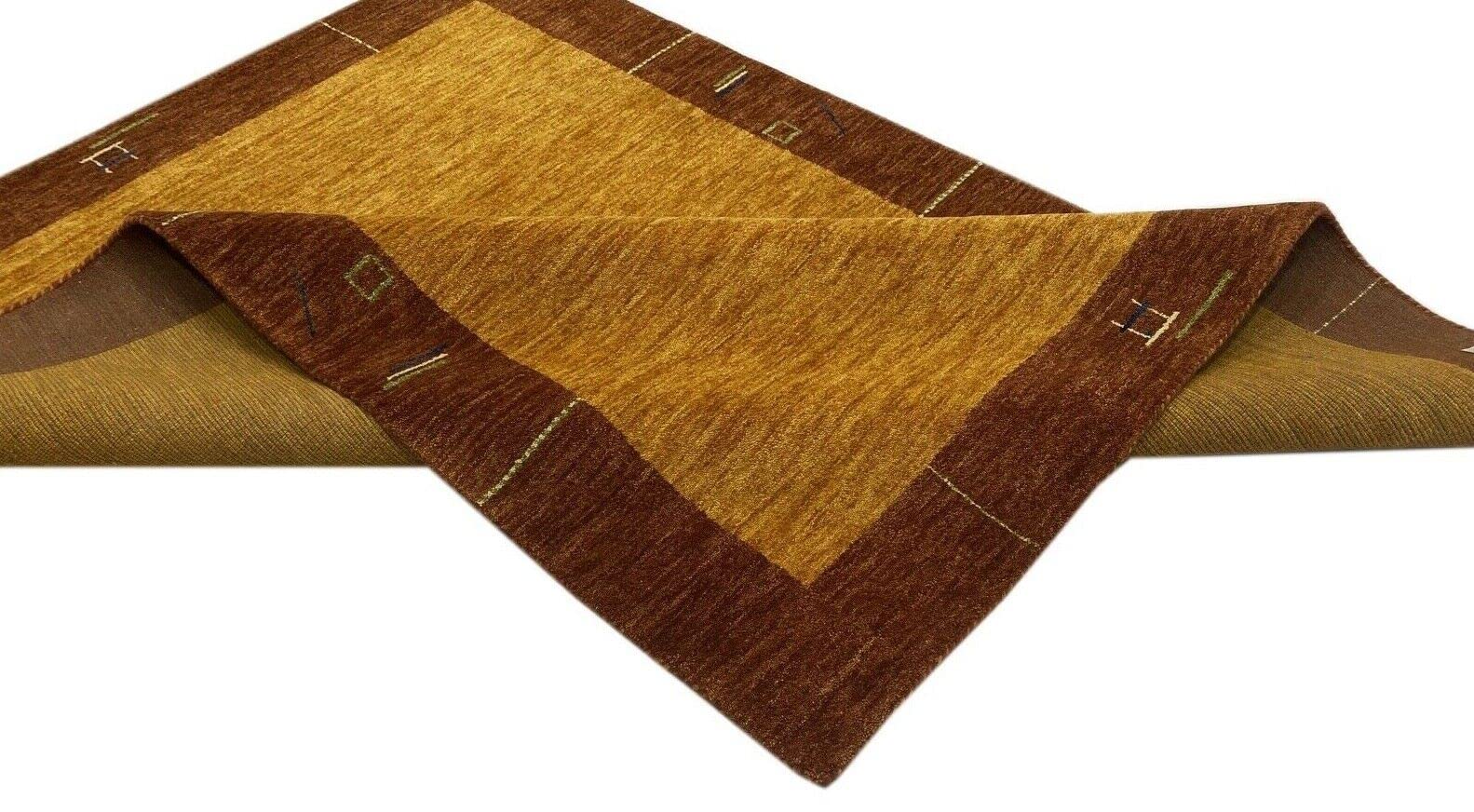 Tapis Gabbeh Loom 100 % laine orange doré 175 x 240 cm tissé à la main WR125
