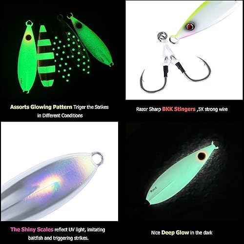 Miniatura 4 de LITTMA Señuelos de pesca de lanzamiento lento, señuelos de pesca de lanzamiento lento, plantillas de otoño planas, señuelos de jigging de