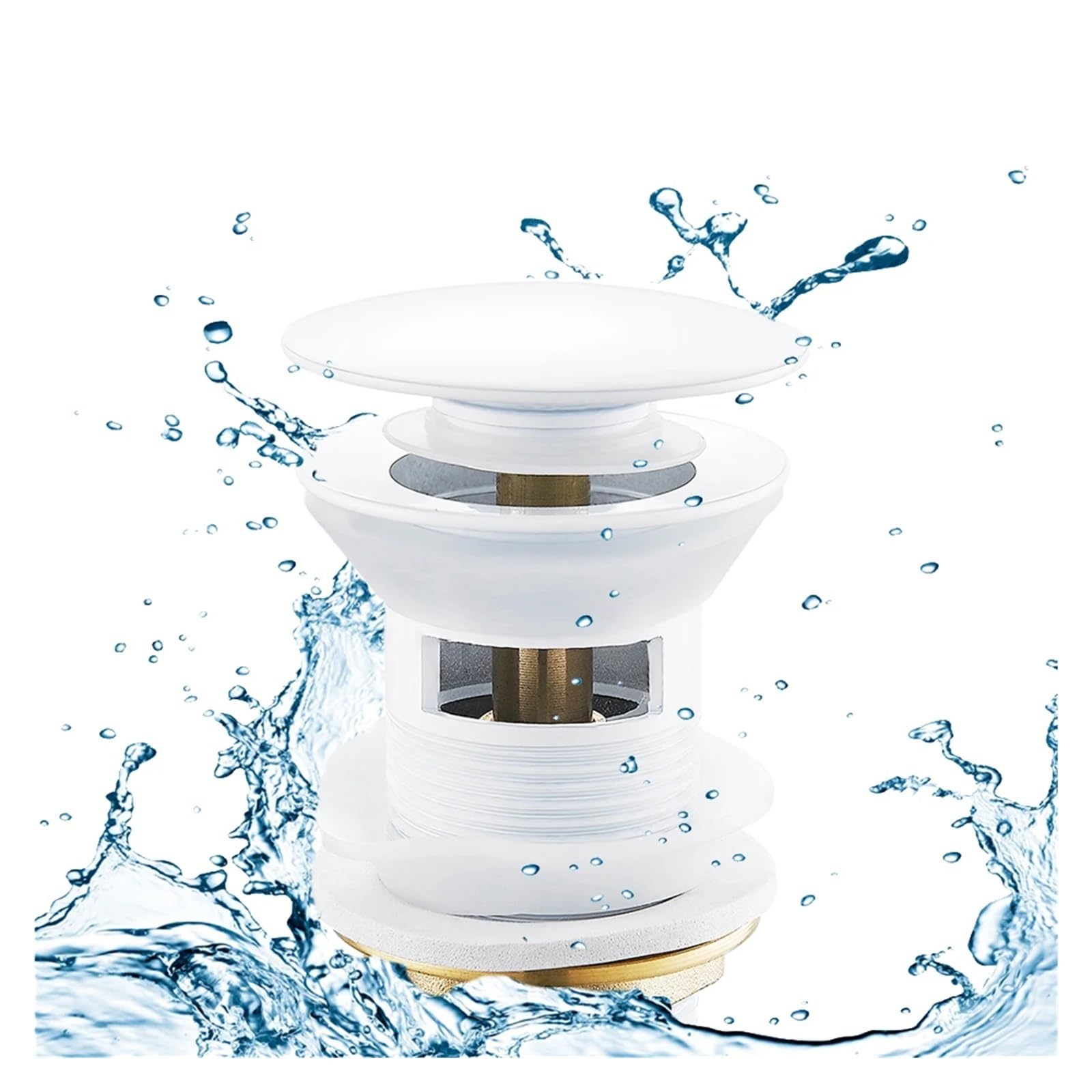 White Luxury Sink Pop Up Drain Stopper Basin Bathroom Lavatory Kitchen Bathtub Accessories Cap Washbasin Plug Brass (WHITE)