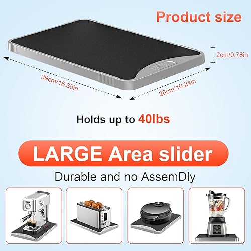 Miniatura 9 de ARGOMAX Bandeja rodante para electrodomésticos, deslizante para cafetera, bandeja extraíble para café, bandeja deslizante para cafetera, adecuada