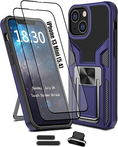 Miniatura 8 de LMDAMZ Funda resistente para iPhone 13 Mini anticaídas, resistente grado militar, a prueba de golpes, doble protección (TPU+PC), funda magnética