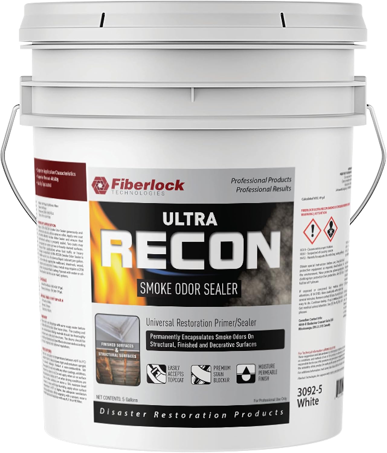 Fiberlock Ultra Recon Premium Smoke Odor Sealer, White, 5 Gallons