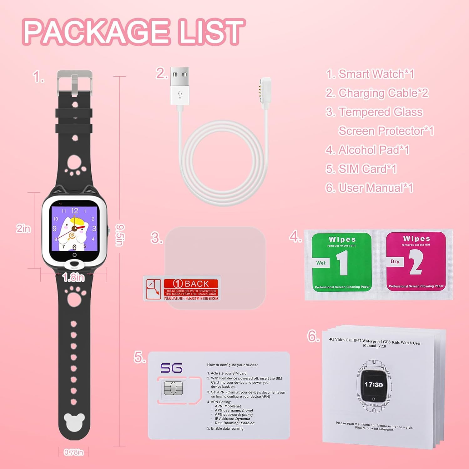 Simple Kids Smart Phone Watches for Young Girls Boys, Real Time GPS Tracking,Video Calling, Camera, Pedometer, 7puzzle Games 4G Kids Smart Watch for Children