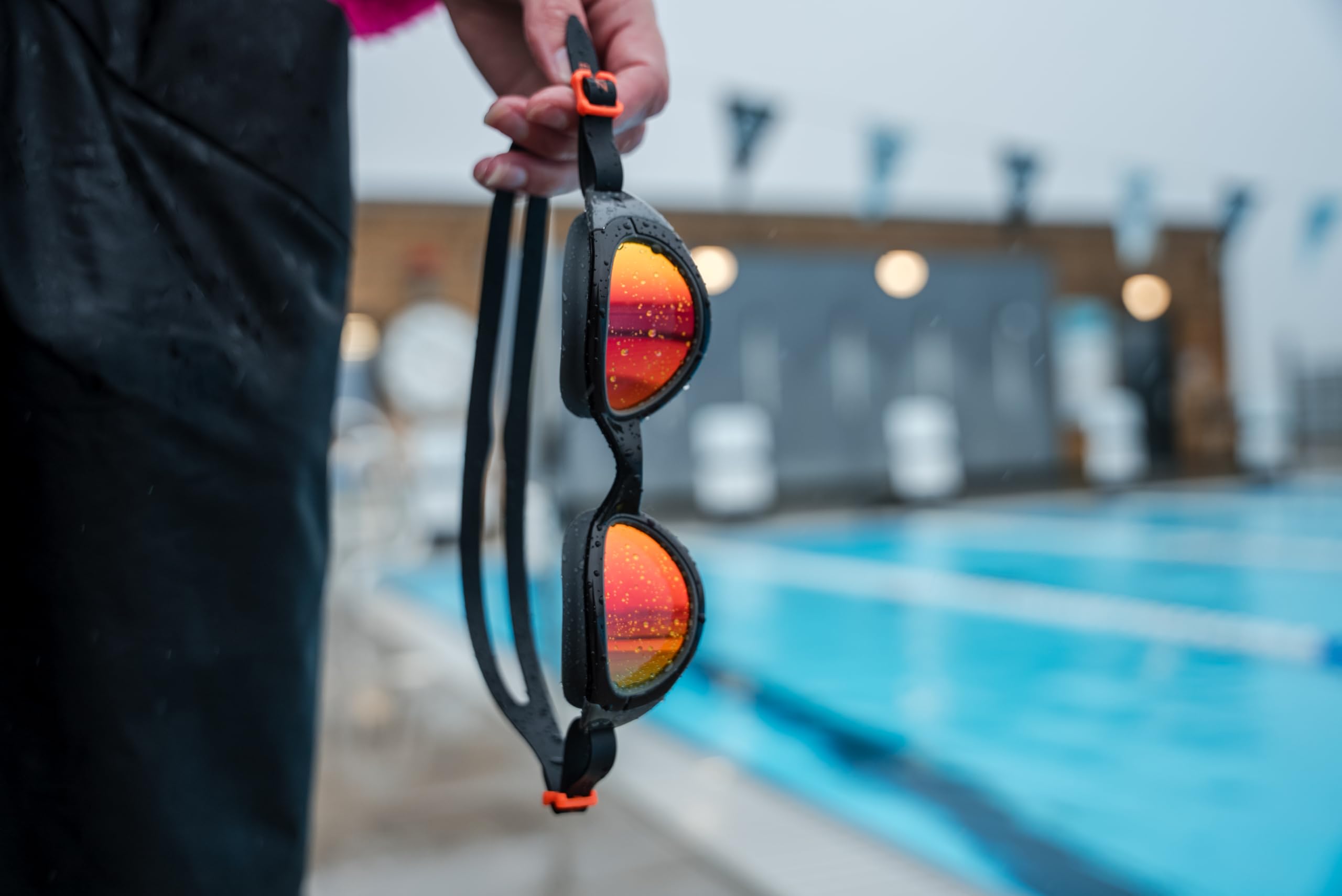 ZONE3 Attack Swim Goggles For Open Water And Pool Swimming-Polarized Lens, Black/Grey Frame - Orange Lens - Image 3