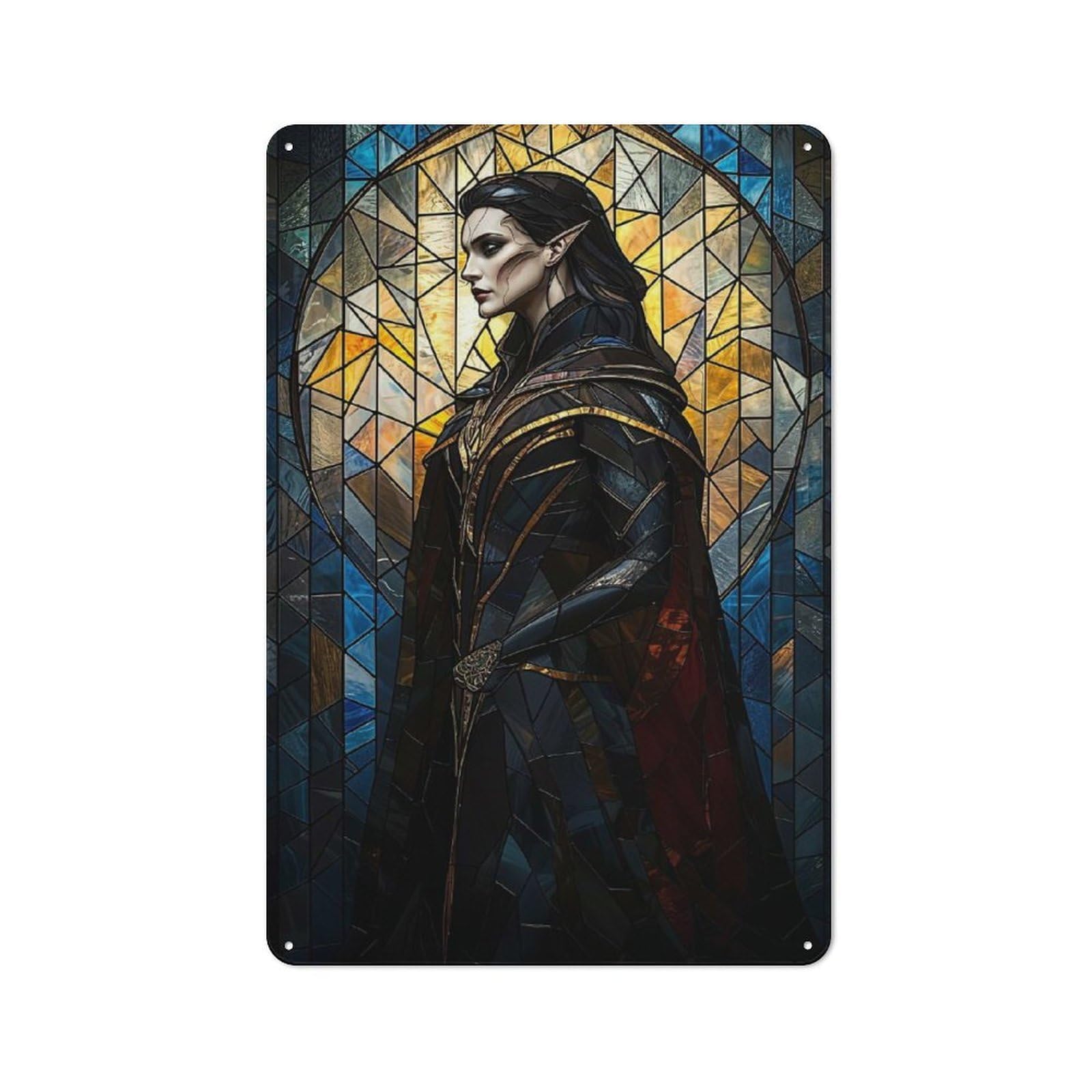 Junmoney Vampire Stained Glass Metal Sign 30X20cm With For Hallway Wall, Rustic Decor, For Furnishing A New Hallway With Rustic Decor