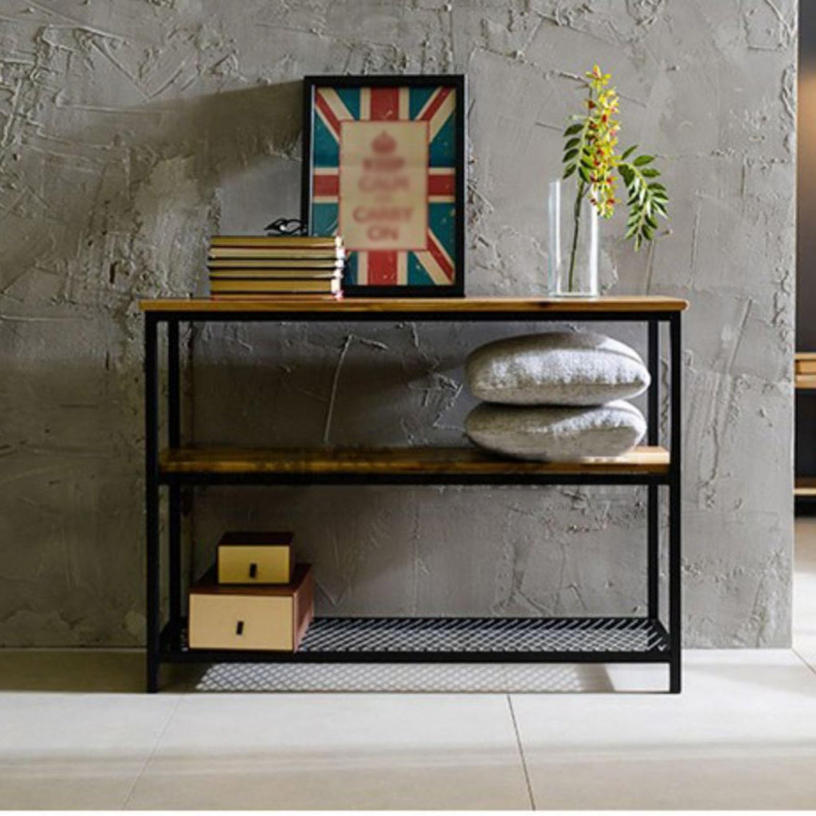 HOMBAZAAR Table Console Industrielle, Table De Canapé En Métal à 3