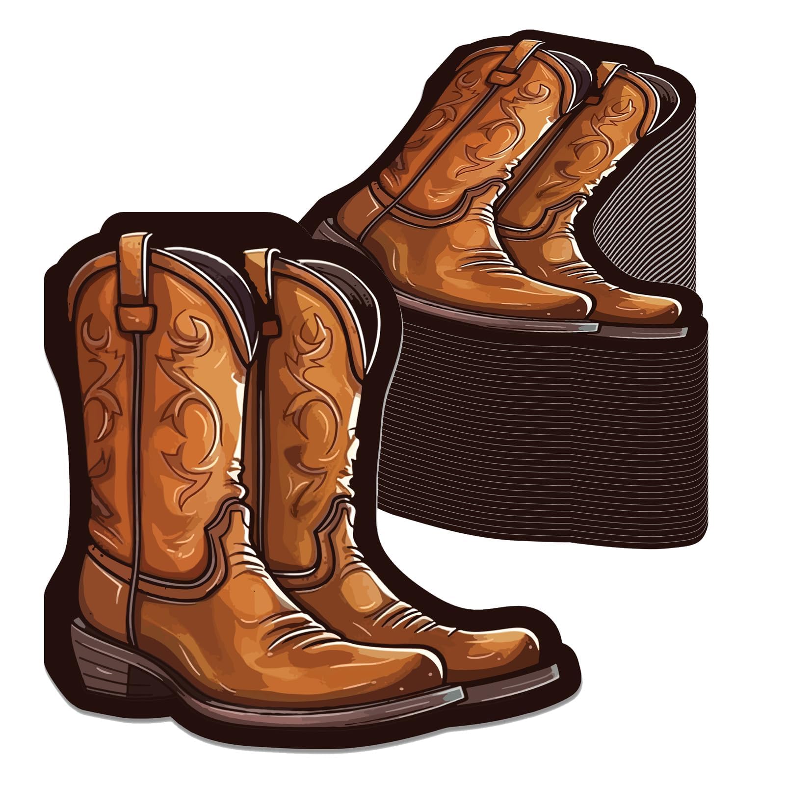 Kangomelon 100 Pcs Cowboy Boot Napkins, Unique Rodeo Boot Shaped Cowboy Cowgirl Party Napkins Western Party Supplies for My First Rodeo Birthday Wild