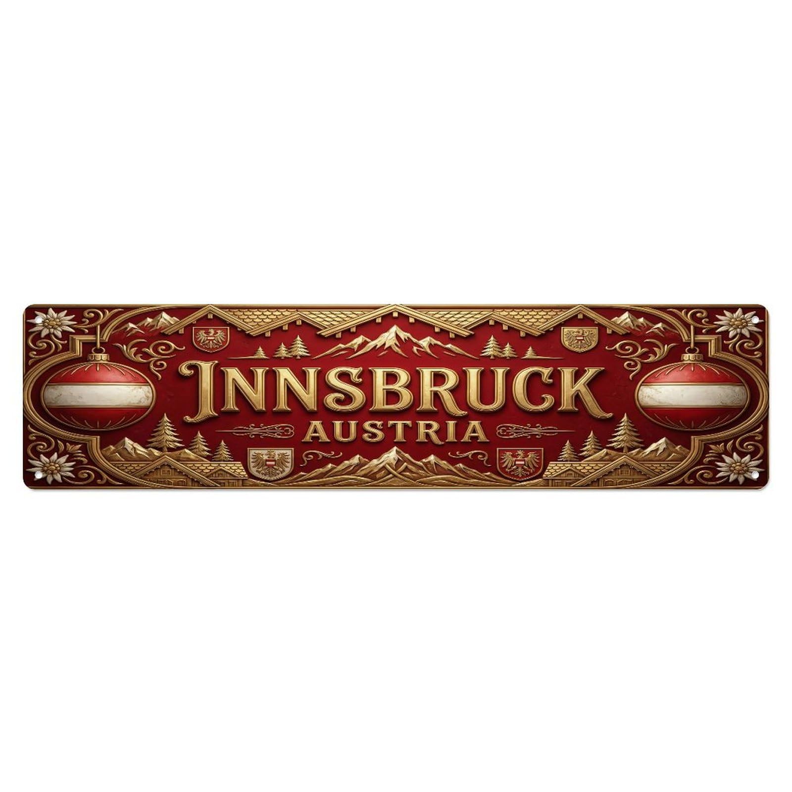 Cmhok Vintage Style Vintage Innsbruck Austria Flag Pattern Metal Tin Sign Wall Decor For Cafe, Club, Garden Metal Poster 4X16inch