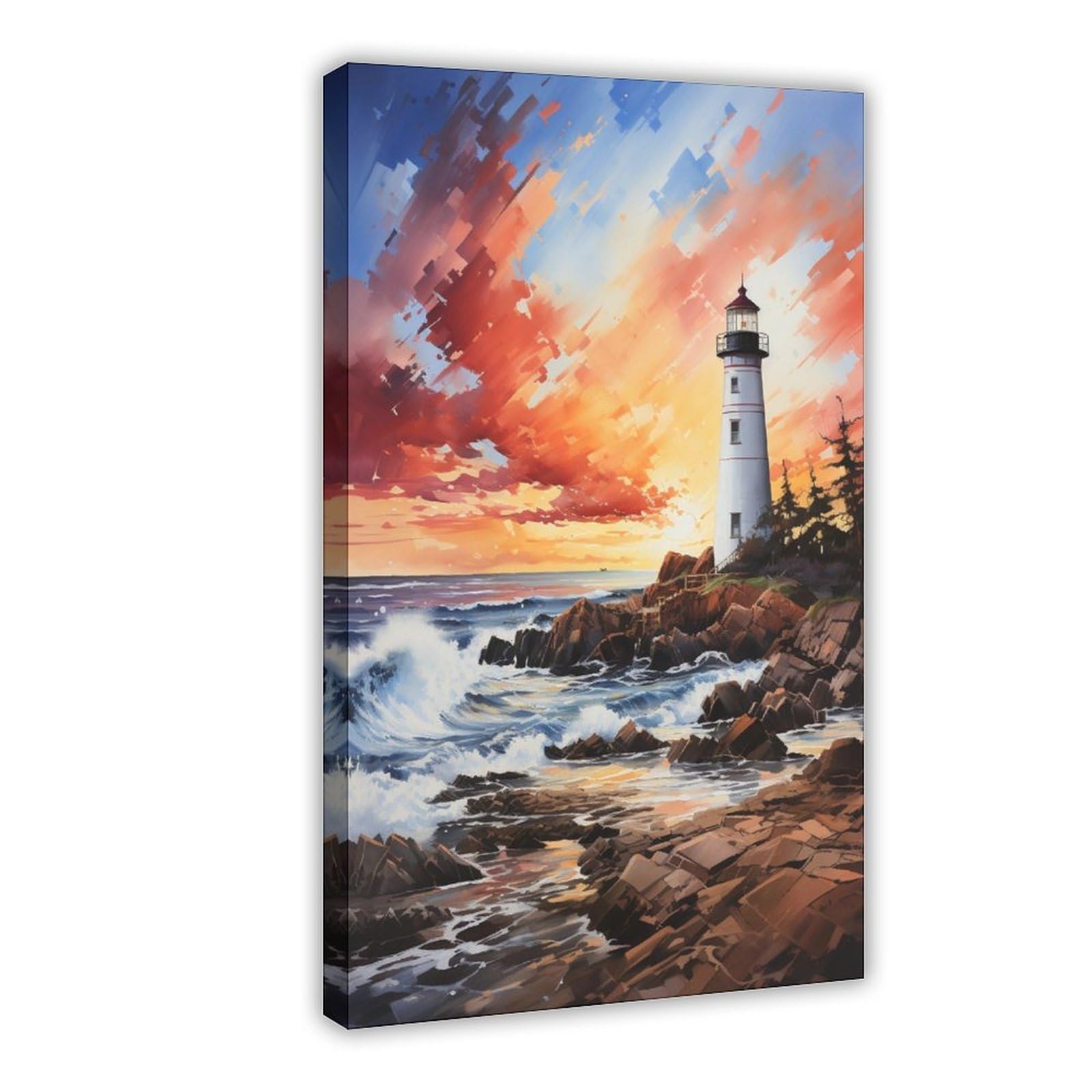 Aquarelle paysage de phare déco côtière poster toile salon - 8