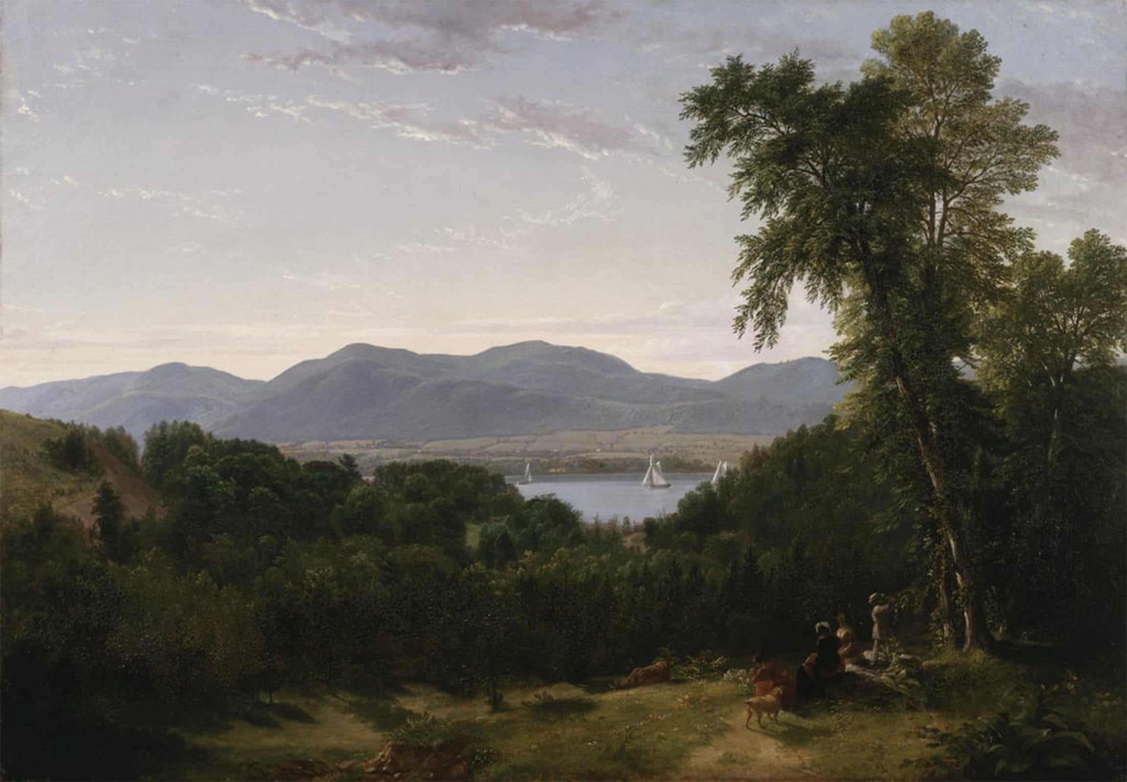SERENDIPITP Vintage Picture Print on Canvas Wall Art Poster Beacon Hills on the Hudson River by Asher Brown Durand Artwork Print Poster for Wall Decor 60x90cm