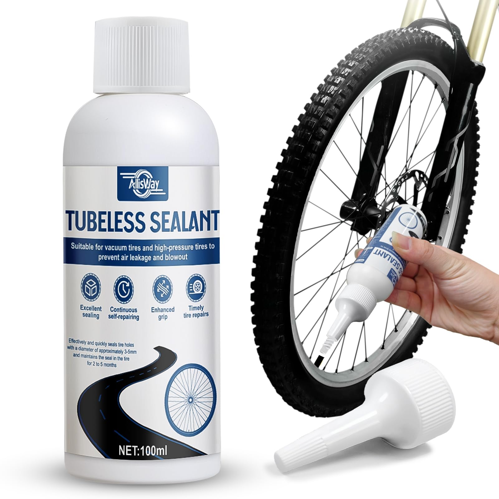 Lattice per Tubeless MTB, Liquido Antiforatura MTB, Lattice per Tubeless MTB Resistente, Sigilla Crepe Inferiori a 6 Mm per Mountain Bike e Bici da Strada, 100ml