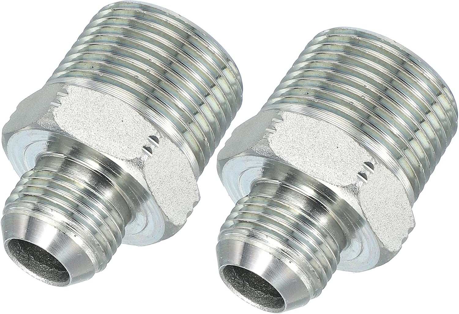 PATIKIL Hex Reducing Nipple Connectors Pipe Adapter 7/8" Male 37° Flare JIC x 1" Male NPT, 2 Pack Pipe Fitting Reducer Nipple Adapter Plated Steel Hydraulic Fitting