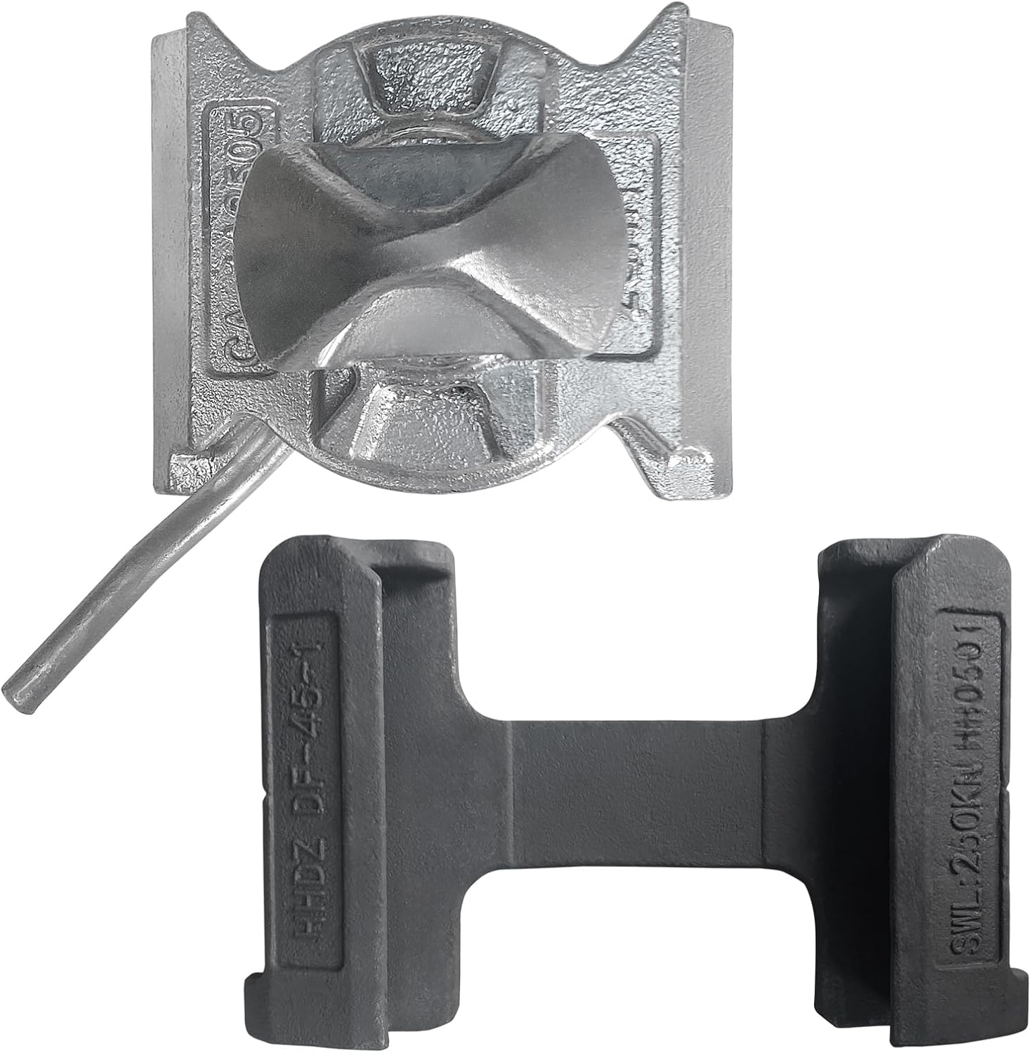 Dovetail Shipping Container Twist-Lock with Base - Manual Side Twist Lock for ISO 1161 Containers, Secure to Flat Surfaces & Ground, Hot-Dip Galvanized Steel (Compatible Base Included)