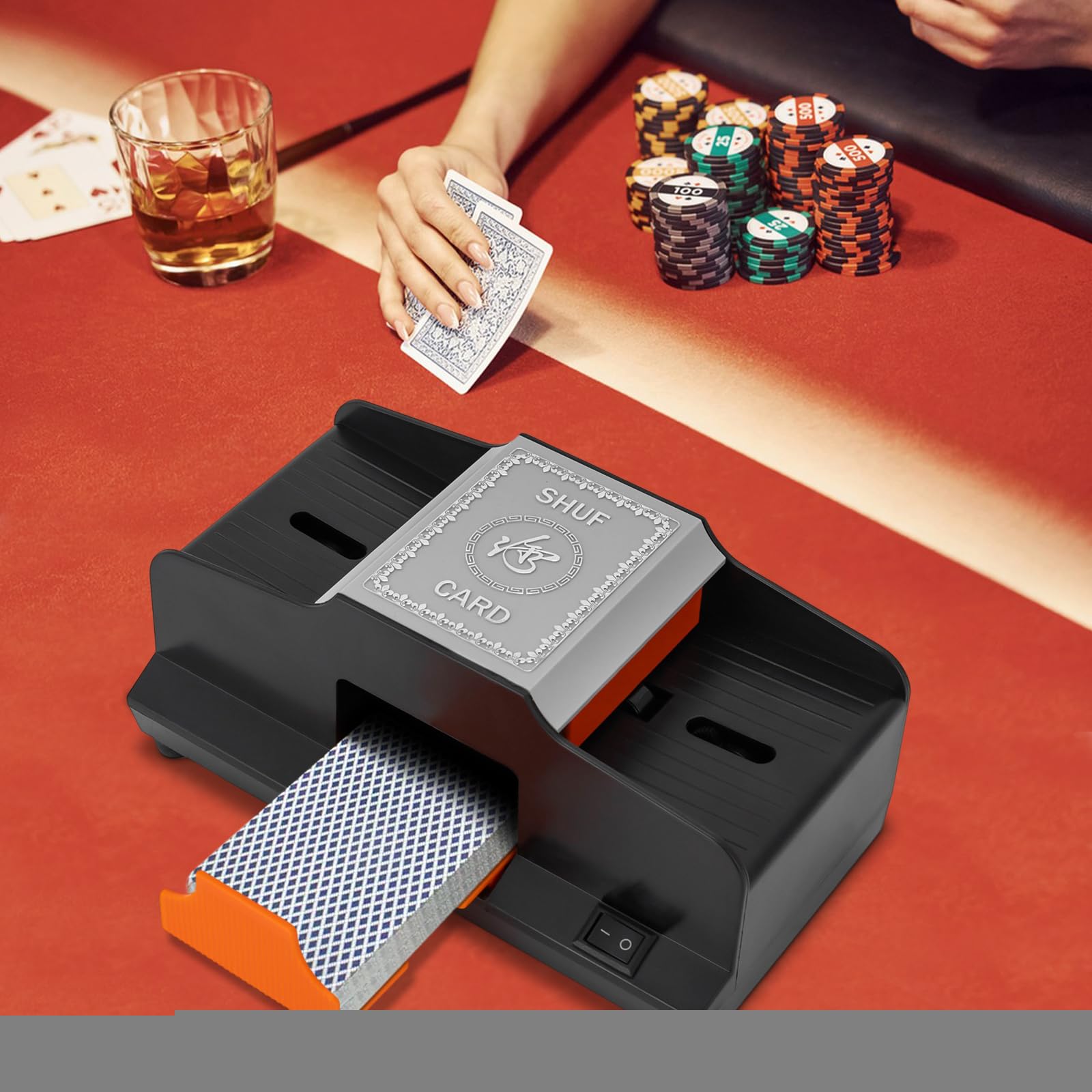 Mezclador de cartas automático para dos barajas de cartas para póquer, UNO, blackjack y más, color negro, con USB y batería, tiempo de mezcla rápido, ideal para juegos de cartas en casa o en la