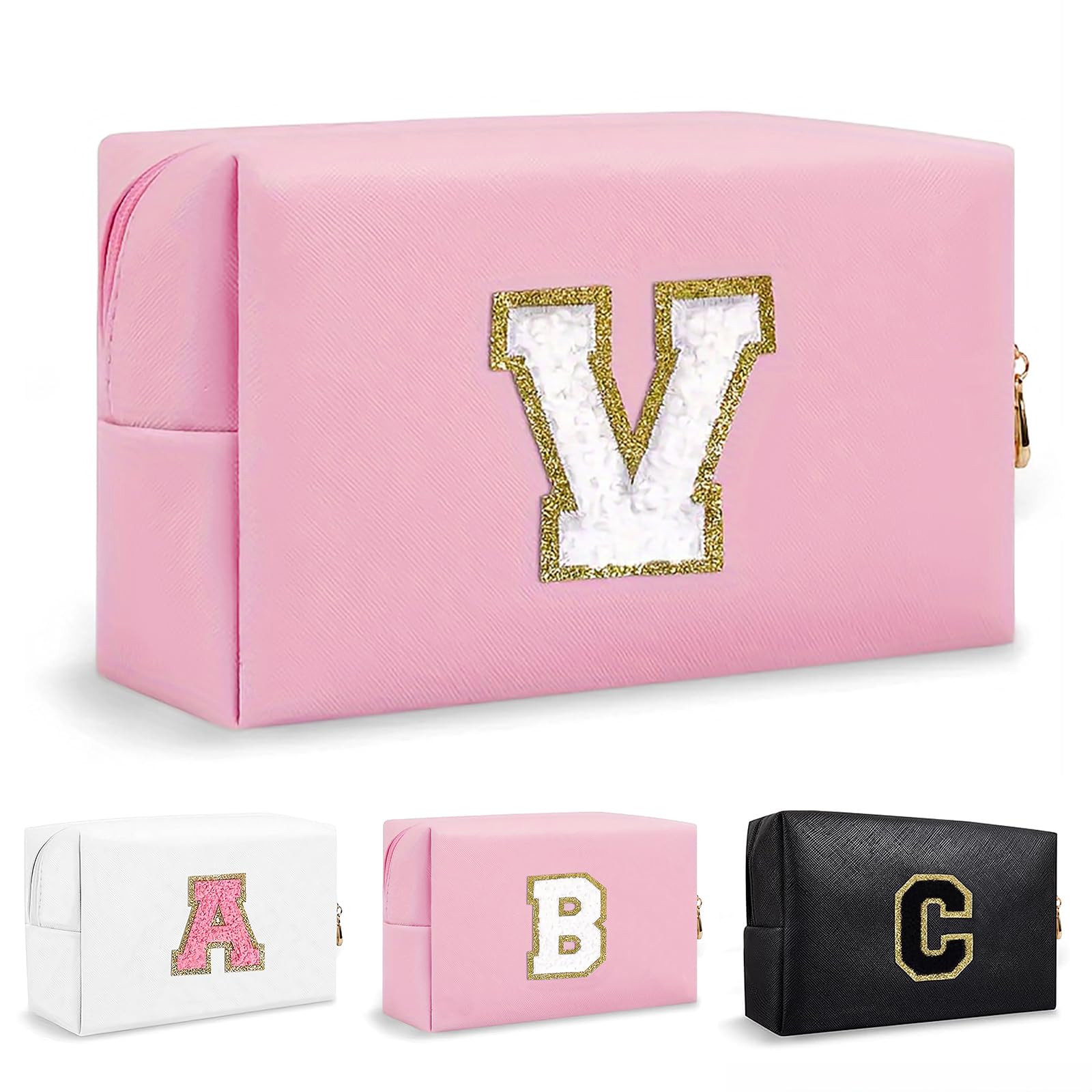 Bolsa de Maquillaje, Bolsa de Cosméticos Impermeable de Viaje, PU Cuero, Neceser de Baño, Bolsa De Aseo Y Almacenamiento para Mujer,Cosas Preppy para niñas Adolescentes (Letra A-Z) — view 143