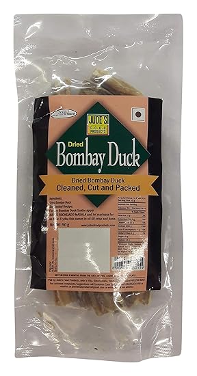Jude's Food Products - Bombay Duck | Dried Fish, Bombil, Seafood |Cut, Cleaned and Packed | Ready to Use | Perfect for Cooking | Pack of 2 x 50 gms
