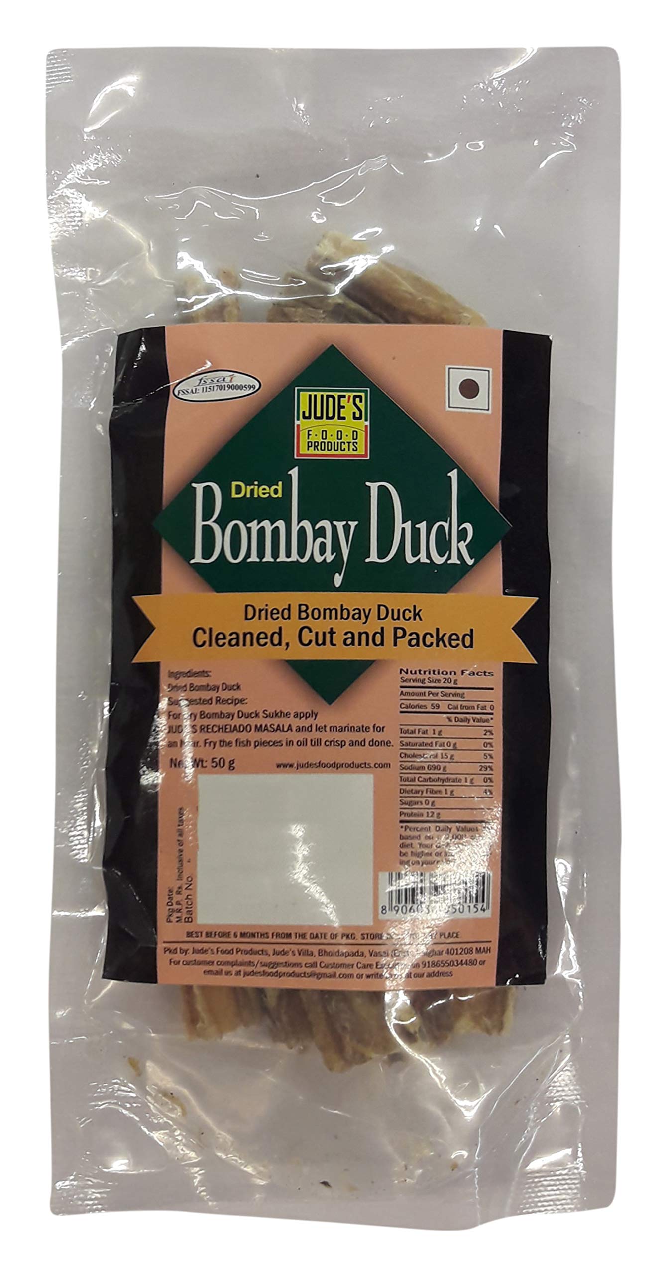 Bombay Duck | Dried Fish, Bombil, Seafood | Cleaned and Packed | Ready to Use | Perfect for Cooking | Pack of 2 x 50 GMS
