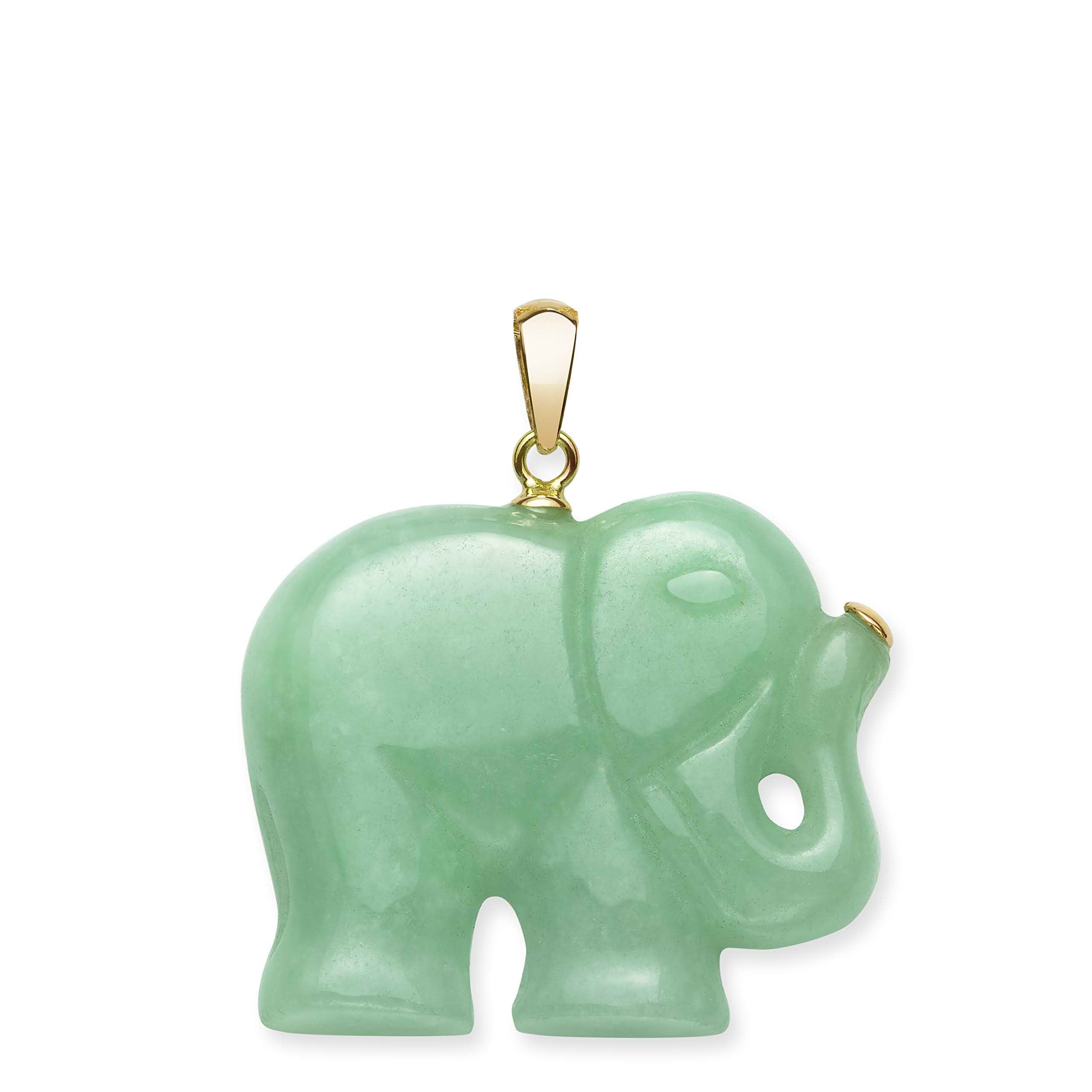 Belacqua Natural Green Jade Elephant Pendant Necklace 14K Yellow Gold or Sterling Silver, With or Without 18" Box Chain, Jewelry for Her, Gift Box Included