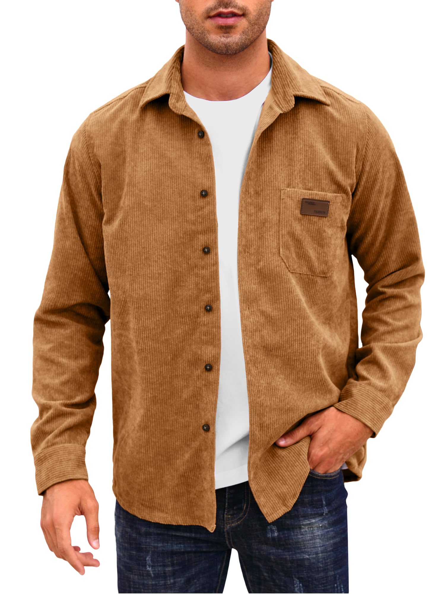 Photo 1 of **STOCK PHOTO FOR REFERENCE ONLY** Comdecevis Men's Flannel Button Down Shirt Casual Shirts Long Sleeve Shacket Shirts Jacket with Pocket Green Large