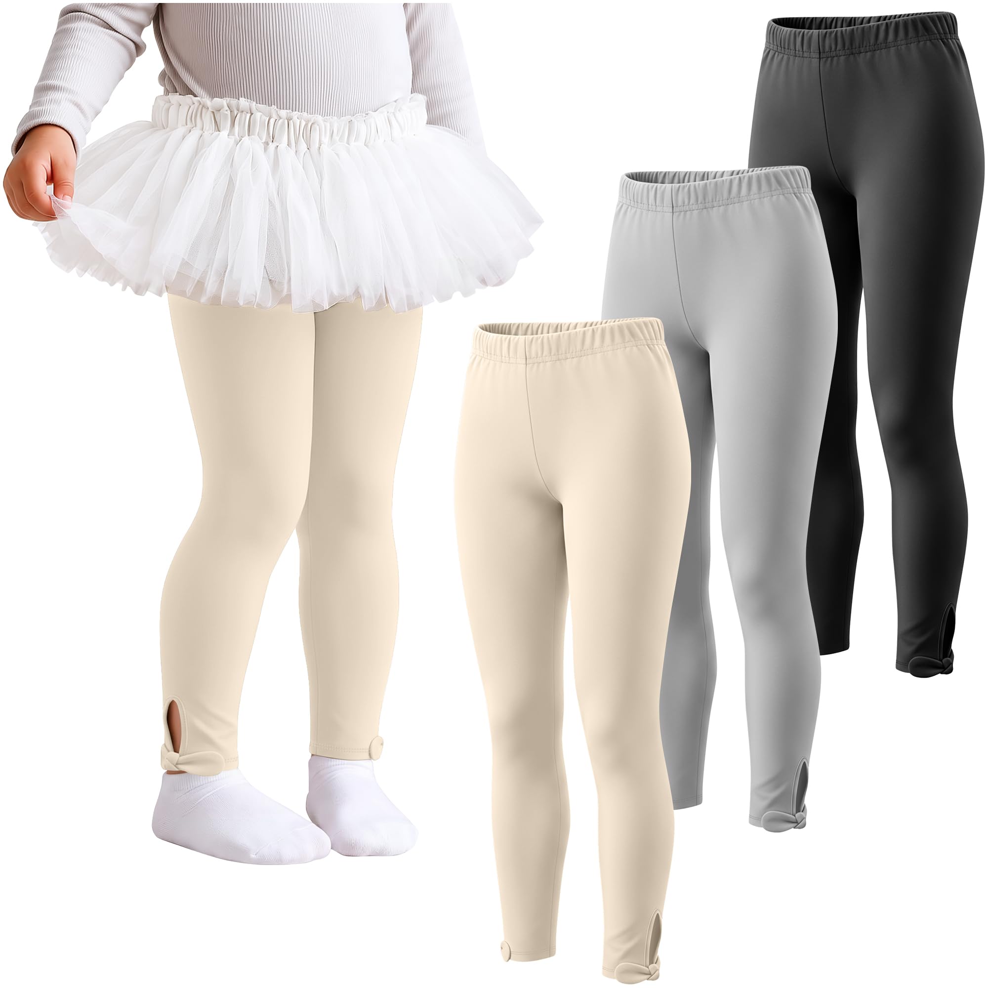 3 Pack Toddler Girls Cotton Leggings Bow Tight Pants