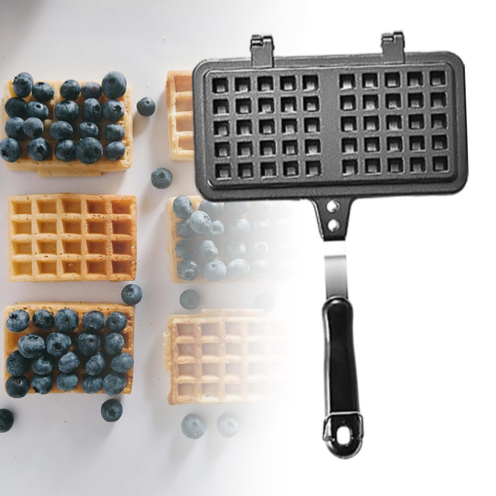Sharplace Gaufrier en fonte, gaufrier, outil de cuisson antiadhésif, poêle à gaufres, gaufrier de camping pour cuisinières de cuisine, cuisson de crêpes
