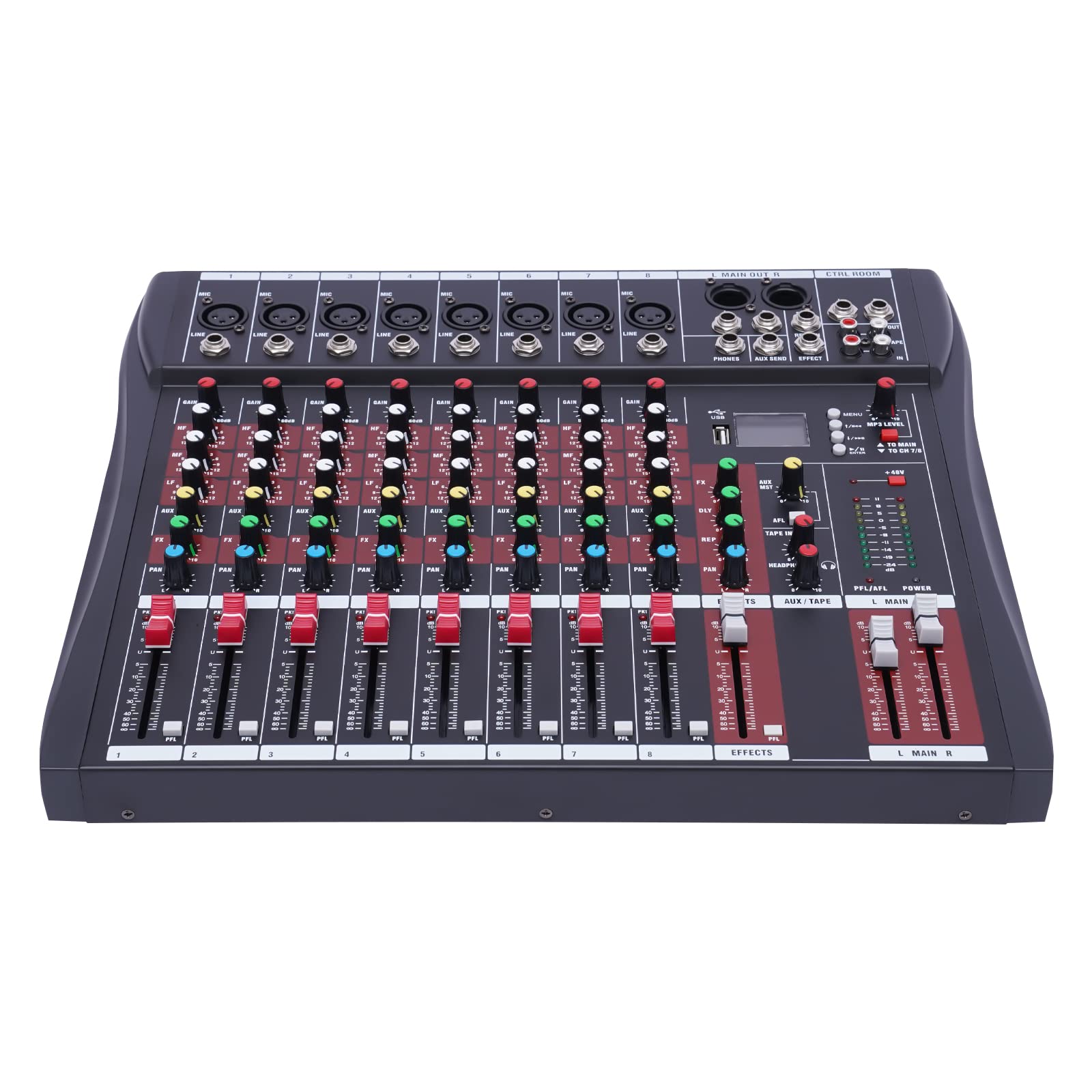 Audio Mischpult 8 Kanal Mixer mit Verstärker – Bluetooth & USB – Ideal für Heim-KTV, Konferenzen, Bars & Live-Auftritte – Professionelle Tonqualität für Studioräume und Bühnen