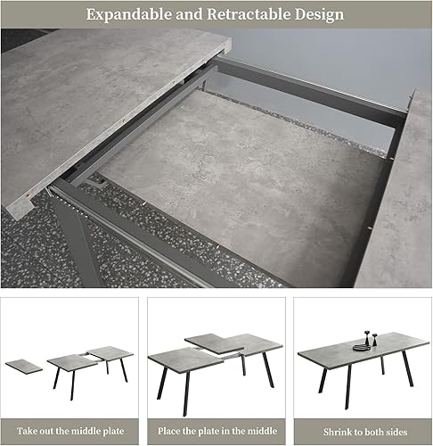 Miniatura 3 de Juego de mesa de comedor extensible de 47.2 a 62.9 pulgadas para 4, mesa de cocina moderna con sillas de comedor para 4-6 personas, mesa de madera