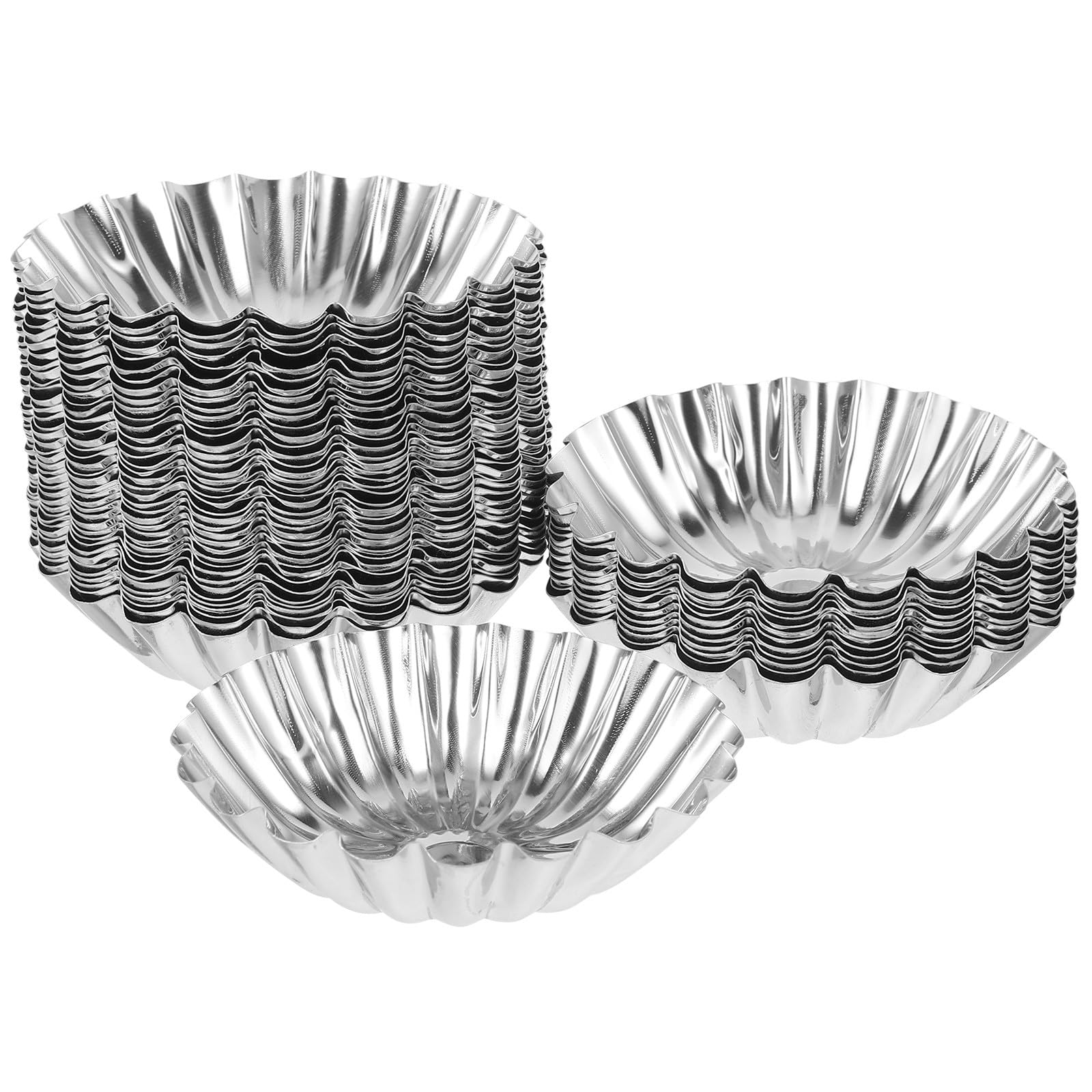 FOMIYES Moules à Tartelettes Argenté 50pcs en Acier Inoxydable Moules Antiadhésifs Robustes pour Cheesecakes et Tartes pour Boulangerie et Hôtel