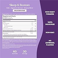 Vista 6 de Natrol Sleep & Restore - Gomitas de mezcla de glicinato de magnesio, magnesio para ayudar al sueño para adultos, sin melatonina, sabor a cereza