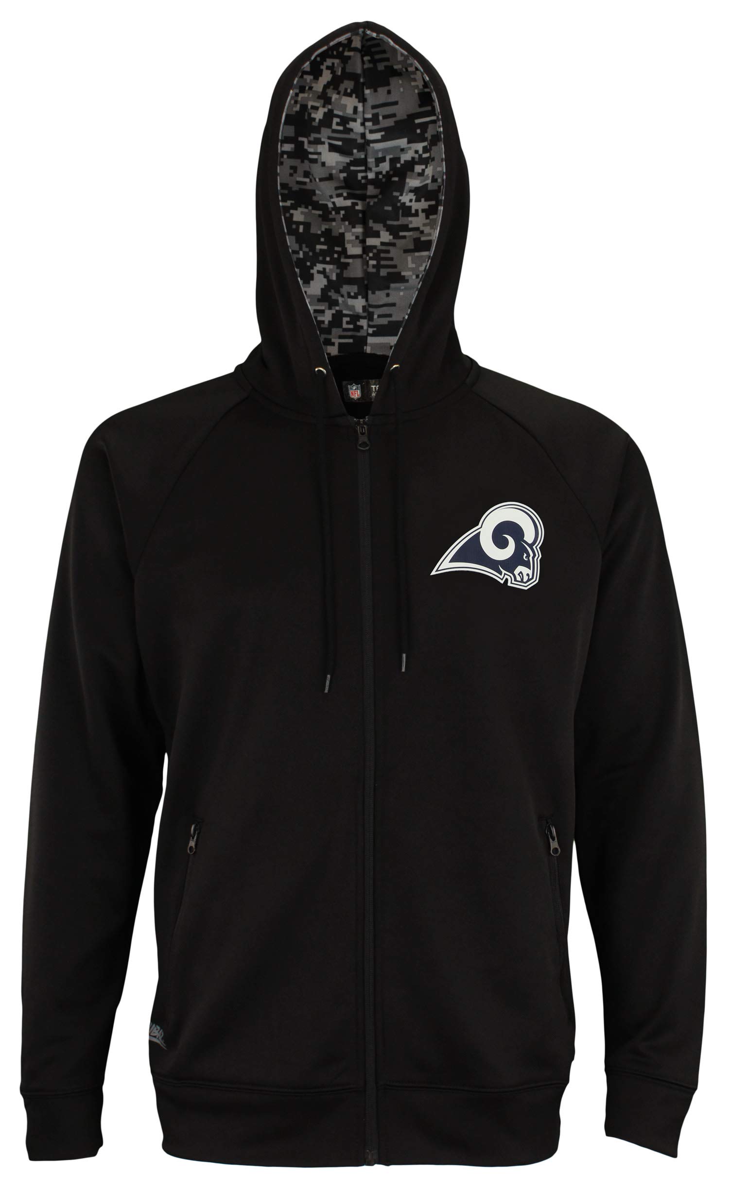 Zubaz LOS ANGELES RAMS BLACK FULL ZIP HOOD W/DIGITAL CAMO HOOD DETAIL Large